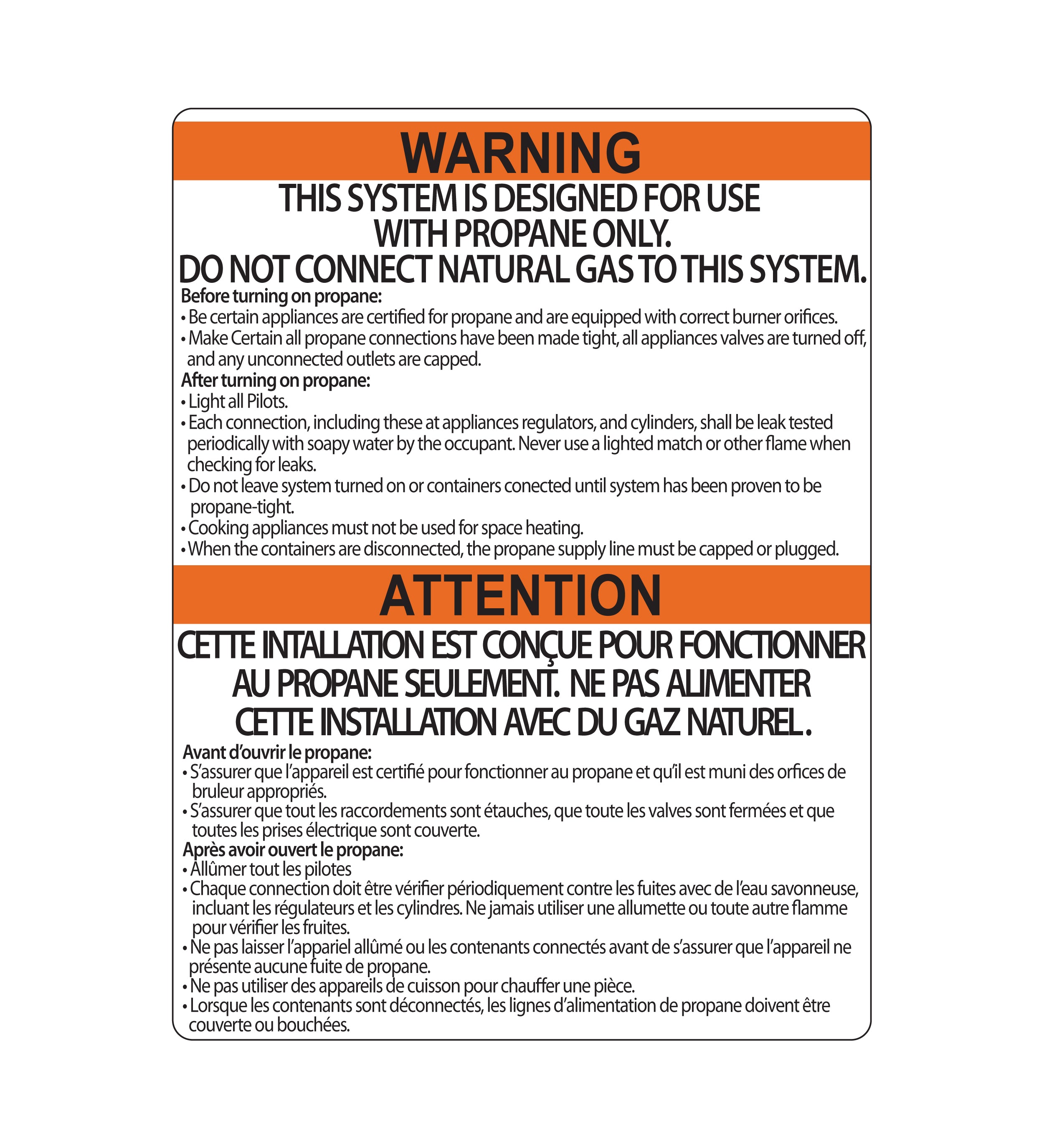 Propane Sample Label Propane Warning Labels – TrimFX Sign & Design - Grande Prairie Sign ...